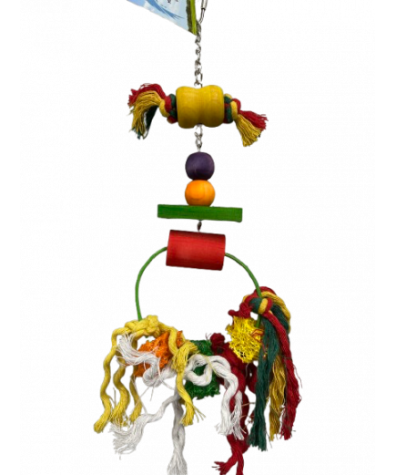 Parrot-Supplies Fun Rainbow Ring Rope & Loofah Parrot Toy